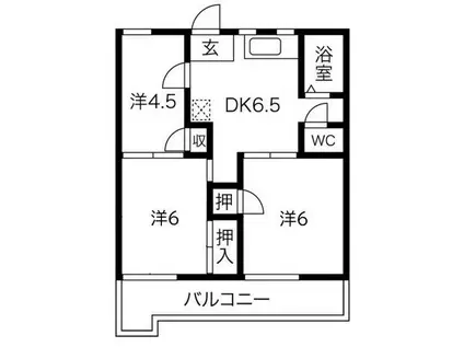 グリーンハイツはりまB棟(3DK/1階)の間取り写真