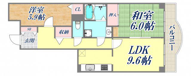 デメテル高取台(2LDK/5階)の間取り写真