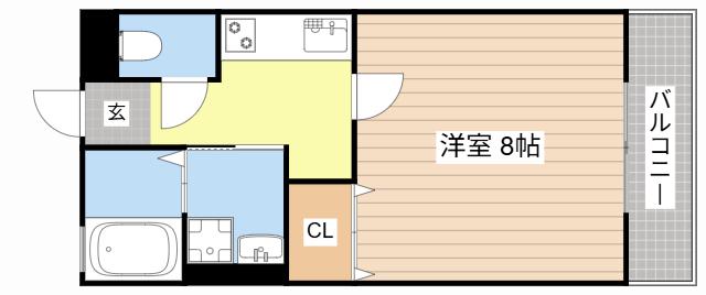 ローズハイム(1K/1階)の間取り写真