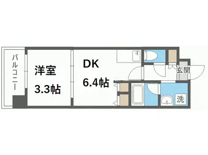 アーバネックス西長堀(1DK/11階)の間取り写真