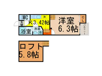 CREO日比野(1K/1階)の間取り写真