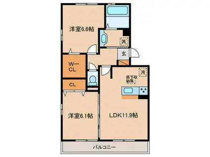 アルタ青地ビュー(2LDK/1階)の間取り写真