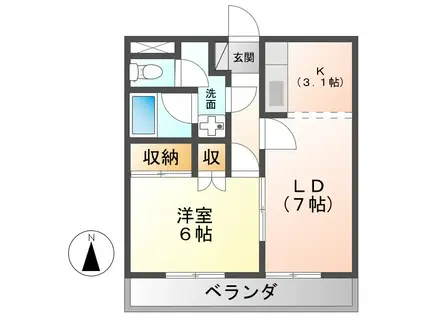 ラヴェールエスポアI(1LDK/1階)の間取り写真