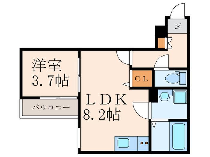 DORO片野(1LDK/2階)の間取り写真