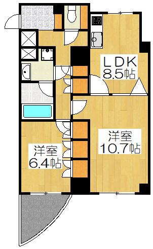グランフォルム京都祇園(2LDK/3階)の間取り写真