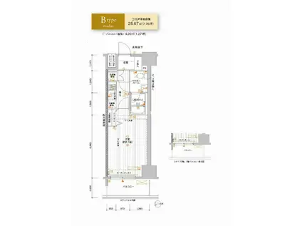 メインステージ元浅草II(1K/9階)の間取り写真