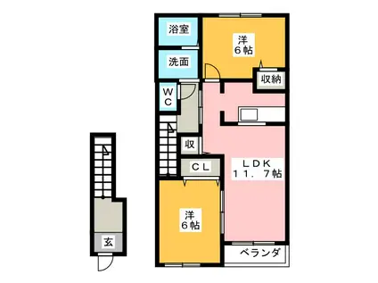 グラン・シャリオ(2LDK/2階)の間取り写真