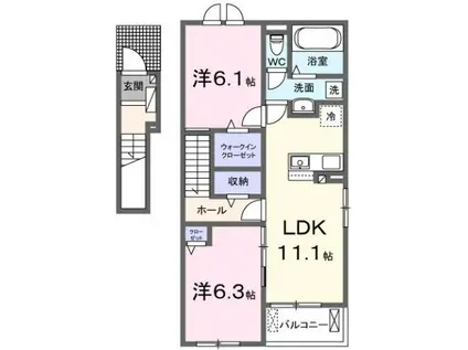 グラシオッソ II(2LDK/2階)の間取り写真