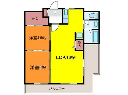 笹口グリーンハイツ(2LDK/1階)の間取り写真