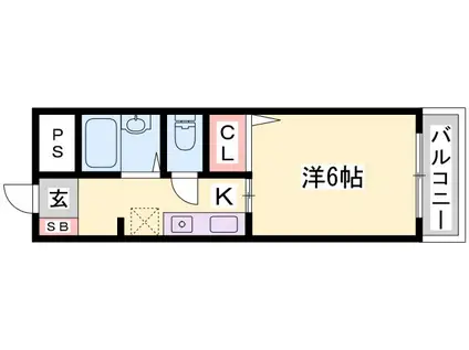 グランリオーF(1K/1階)の間取り写真