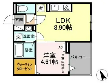 POLYKATOIKIA N(1LDK/3階)の間取り写真