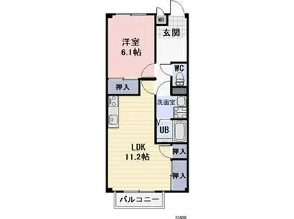 ベイサイド黒石(1LDK/1階)の間取り写真