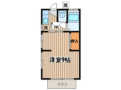 ハイネスK(1K/1階)の間取り写真