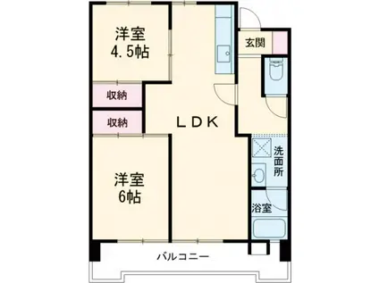 鹿島マンション(2LDK/3階)の間取り写真