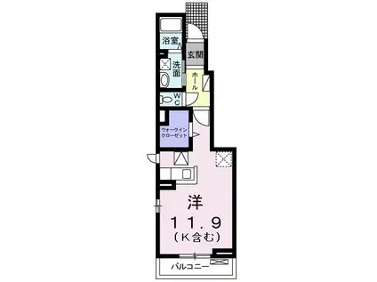 クレシェンテ周南B(ワンルーム/1階)の間取り写真