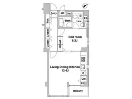 ADIK恵比寿南 アディック恵比寿南(1LDK/2階)の間取り写真