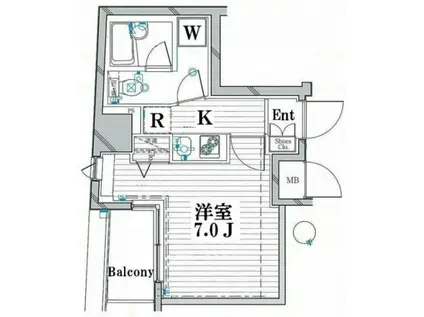 グランヴァンデュヴェール東京(1K/6階)の間取り写真