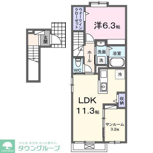 メゾン TOMO(1LDK/2階)の間取り写真