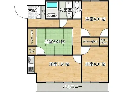 サンパレス池ヶ谷(3LDK/2階)の間取り写真