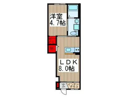 キャトルセゾン(1LDK/1階)の間取り写真