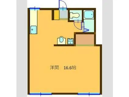 せせらぎと山のビスタ(ワンルーム/1階)の間取り写真