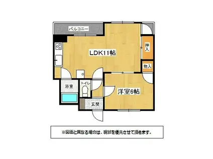 小倉林ビル(1LDK/3階)の間取り写真