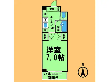 第3クインビル(1K/3階)の間取り写真