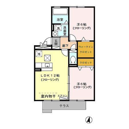 ジャーマンアイリスII(2LDK/1階)の間取り写真