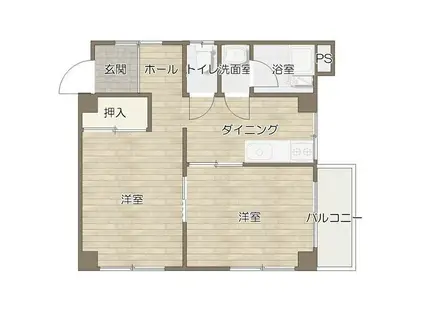 桜台コーポ(2K/3階)の間取り写真