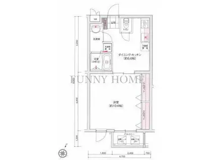 グラントレゾール明大前(1DK/1階)の間取り写真