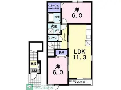 グラース(2LDK/2階)の間取り写真