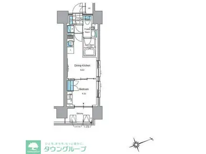 J.リヴェール上野入谷プレイス(1DK/8階)の間取り写真