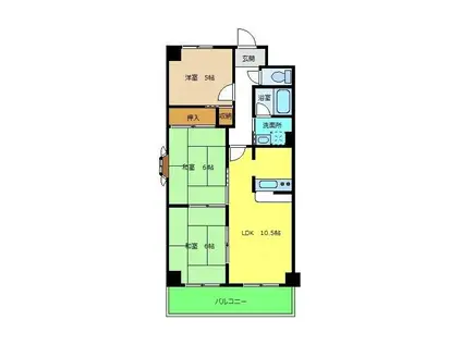 カナート浅香(3LDK/6階)の間取り写真