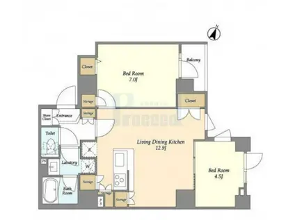 KDXレジデンス本蓮沼(2LDK/3階)の間取り写真