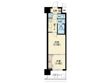 スプランディッドVIII(2K/9階)の間取り写真