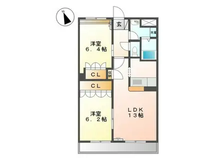 BLUE TERRA(2LDK/1階)の間取り写真