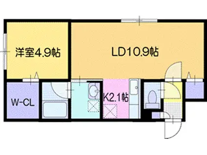 ALBARISE 北栄 (1LDK/1階)の間取り写真
