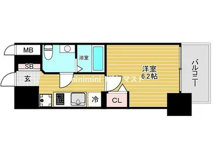 エグゼ大阪CITY ZWEI(1K/3階)の間取り写真