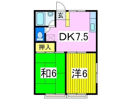 川田谷コーポ1(2DK/2階)の間取り写真