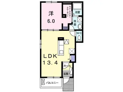 セレーノ チェーロII(1LDK/1階)の間取り写真