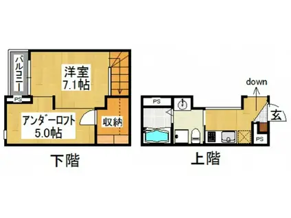 ピアンターレ ウノ(1K/2階)の間取り写真