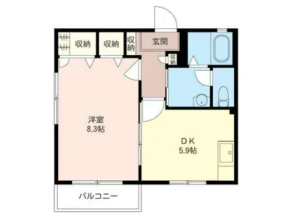 オータム 秋元(1DK/2階)の間取り写真