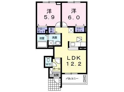 フィデールB(2LDK/1階)の間取り写真