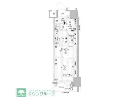 PREMIUM CUBE 亀戸(1DK/6階)の間取り写真