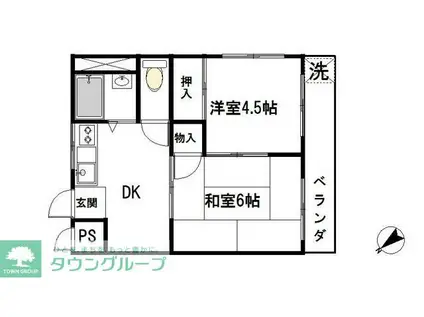 ハイツ久保田(2DK/3階)の間取り写真