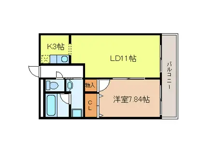 パームクレスト高森(1LDK/1階)の間取り写真