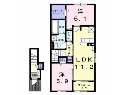 ダイヤモンド MOONIII(2LDK/2階)の間取り写真