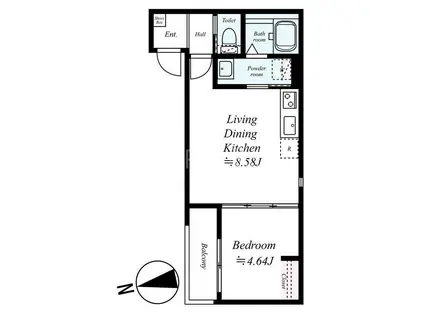 千葉市稲毛区小仲台7丁目アパート(1LDK/2階)の間取り写真