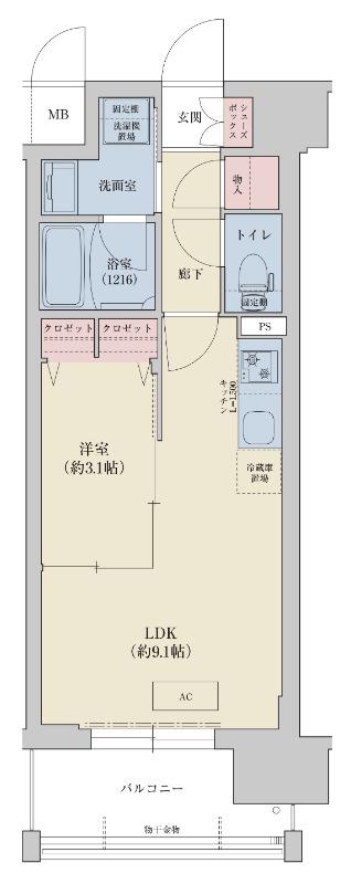 リシュドール梅小路(1LDK/5階)の間取り写真
