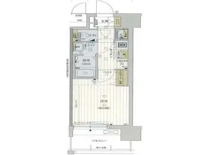レジュールアッシュ都島ブリーゼ(1K/2階)の間取り写真